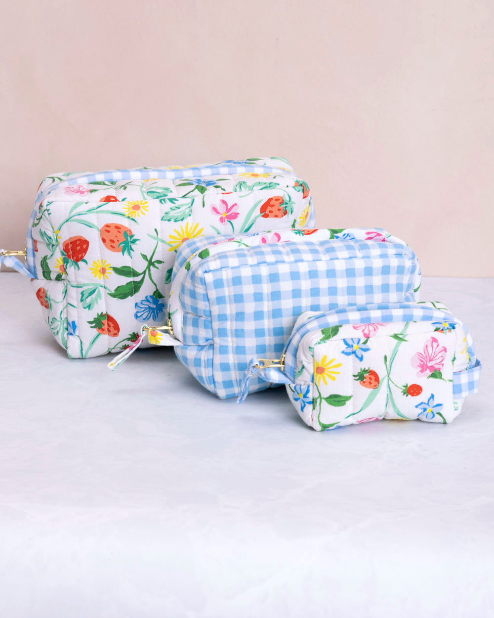 Strawberry Vines - Three's Best Pouch Set - Cloud - Printfresh