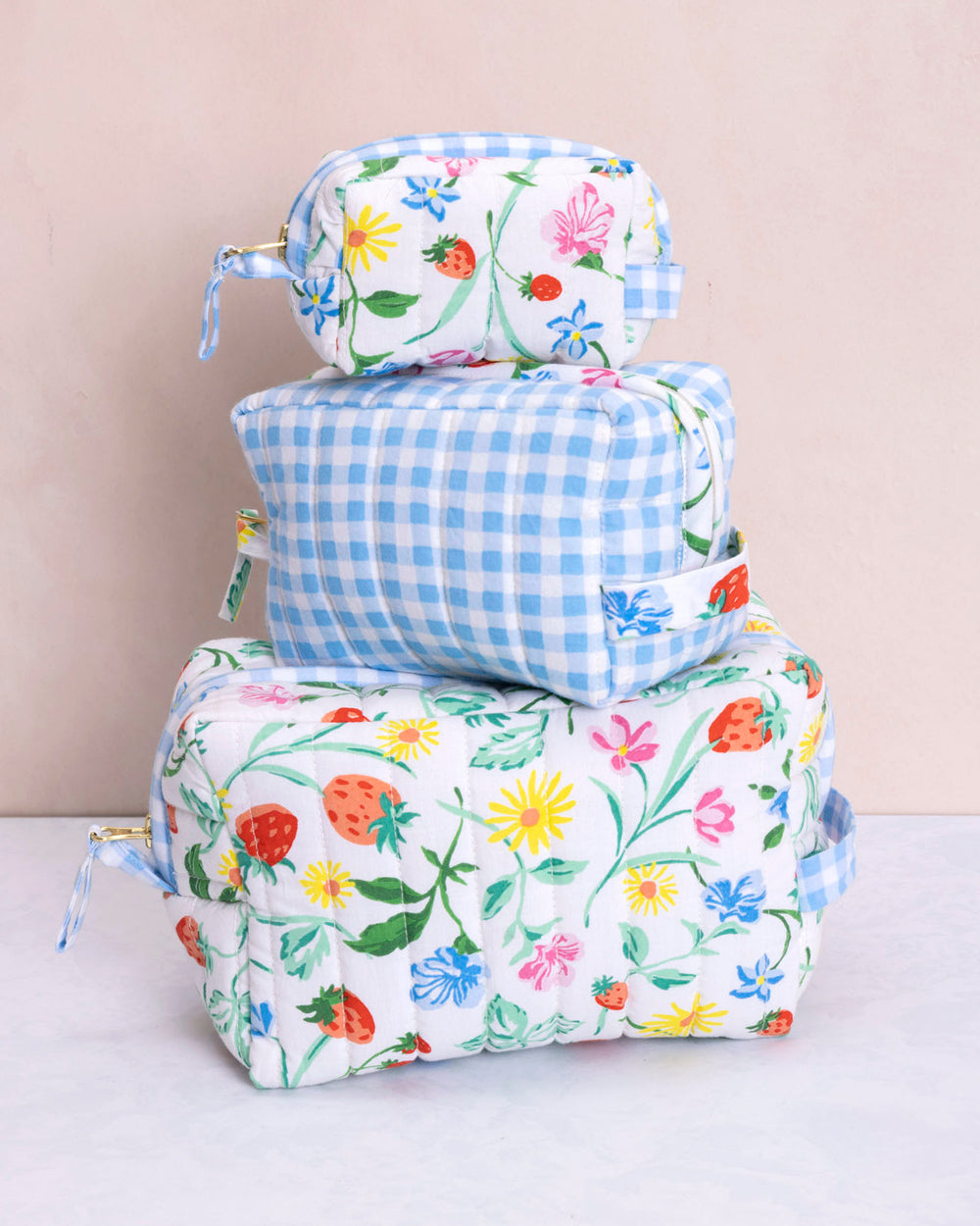 Strawberry Vines - Three's Best Pouch Set - Cloud - Printfresh