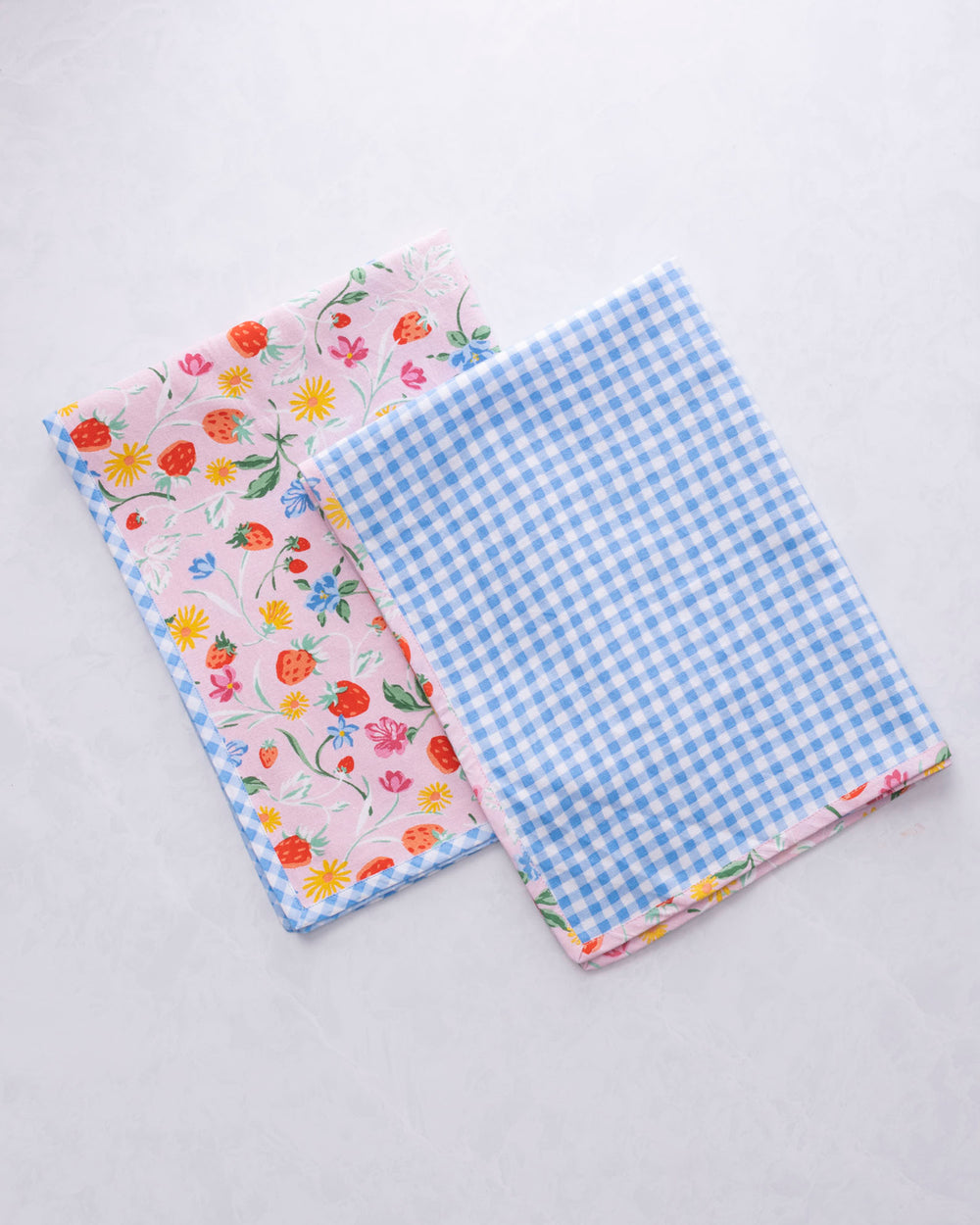 Strawberry Vines - Tea Towels Set Of 2 - Blush - Printfresh