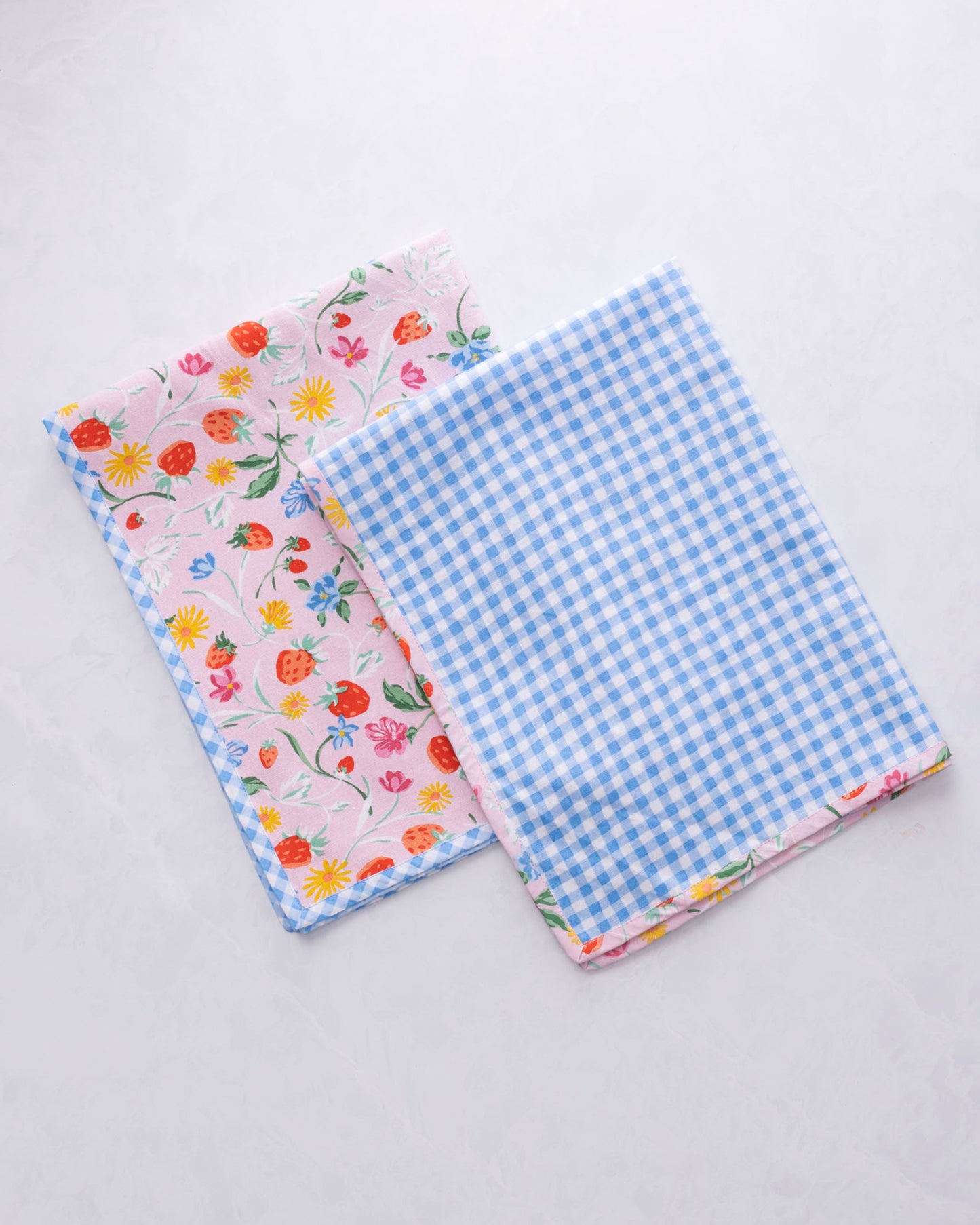 Strawberry Vines - Tea Towels Set Of 2 - Blush - Printfresh