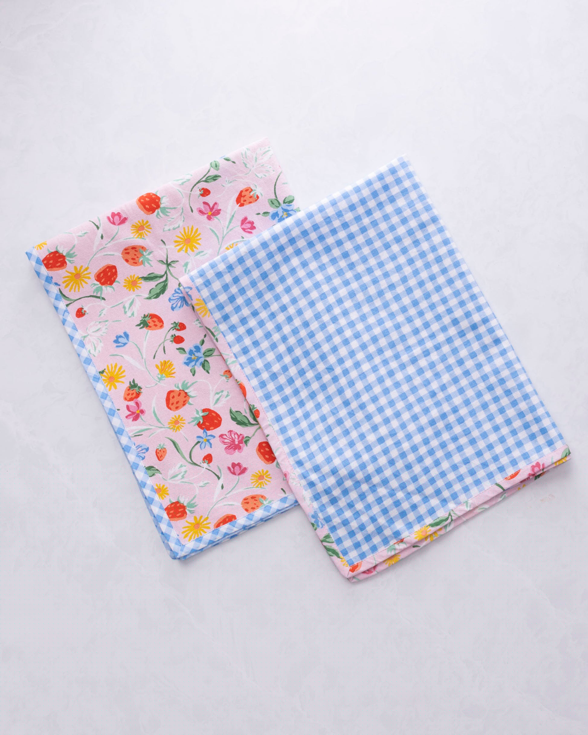 Strawberry Vines - Tea Towels Set Of 2 - Blush - Printfresh