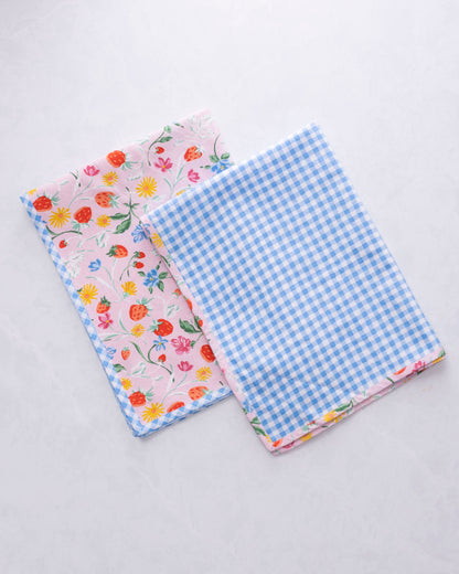 Strawberry Vines - Tea Towels Set Of 2 - Blush - Printfresh