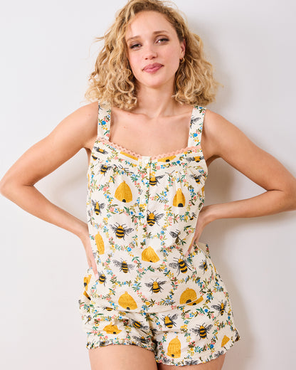 Sweet Bee - Back To Bed Short Set - Cream - Printfresh