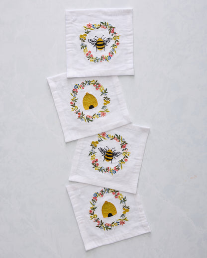 Sweet Bee - Cocktail Napkins Set Of 4 - Cloud - Printfresh