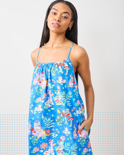 Tea Party - Cami Nightgown - Soft Cobalt - Printfresh