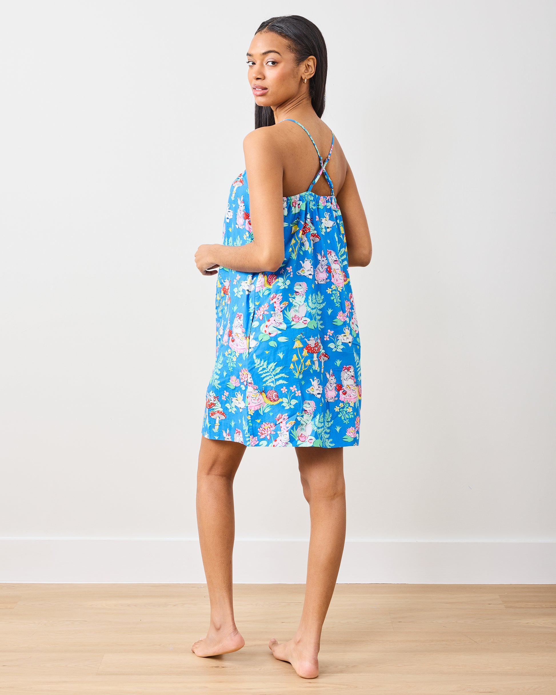 Tea Party - Cami Nightgown - Soft Cobalt - Printfresh