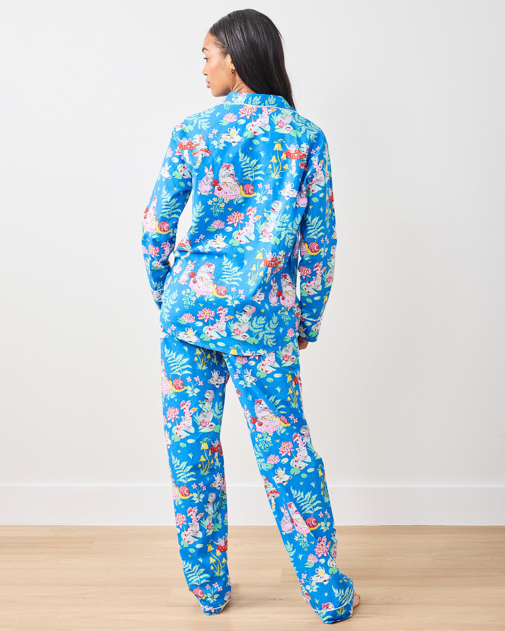 Tea Party - Long PJ Set - Soft Cobalt - Printfresh