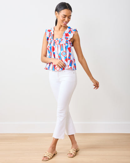 Underwater Mosaic - Maya Top - Retro Red - Printfresh