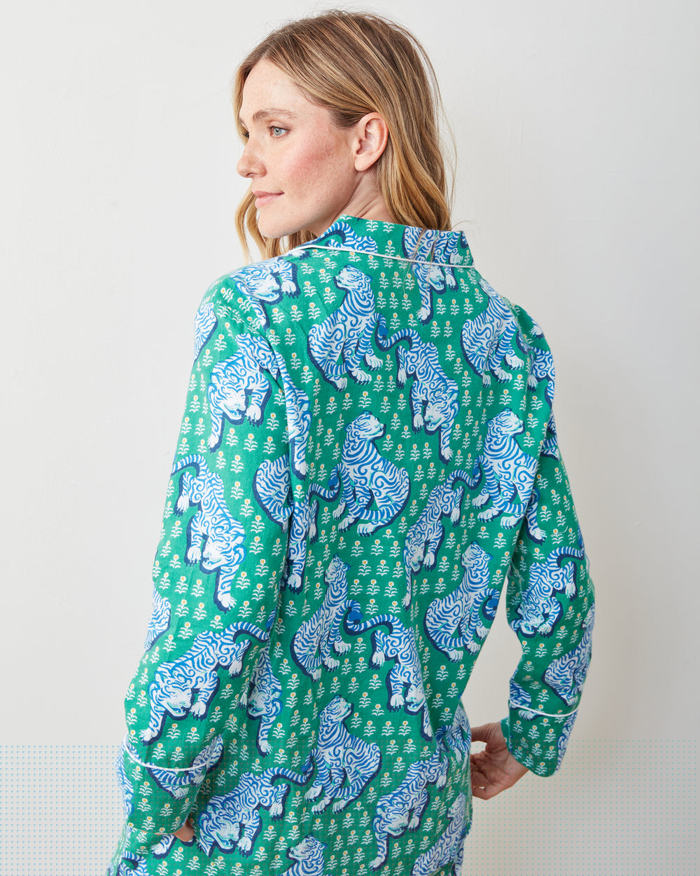 Tiger Queen - Lightweight Flannel Long PJ Set - Jade - Printfresh