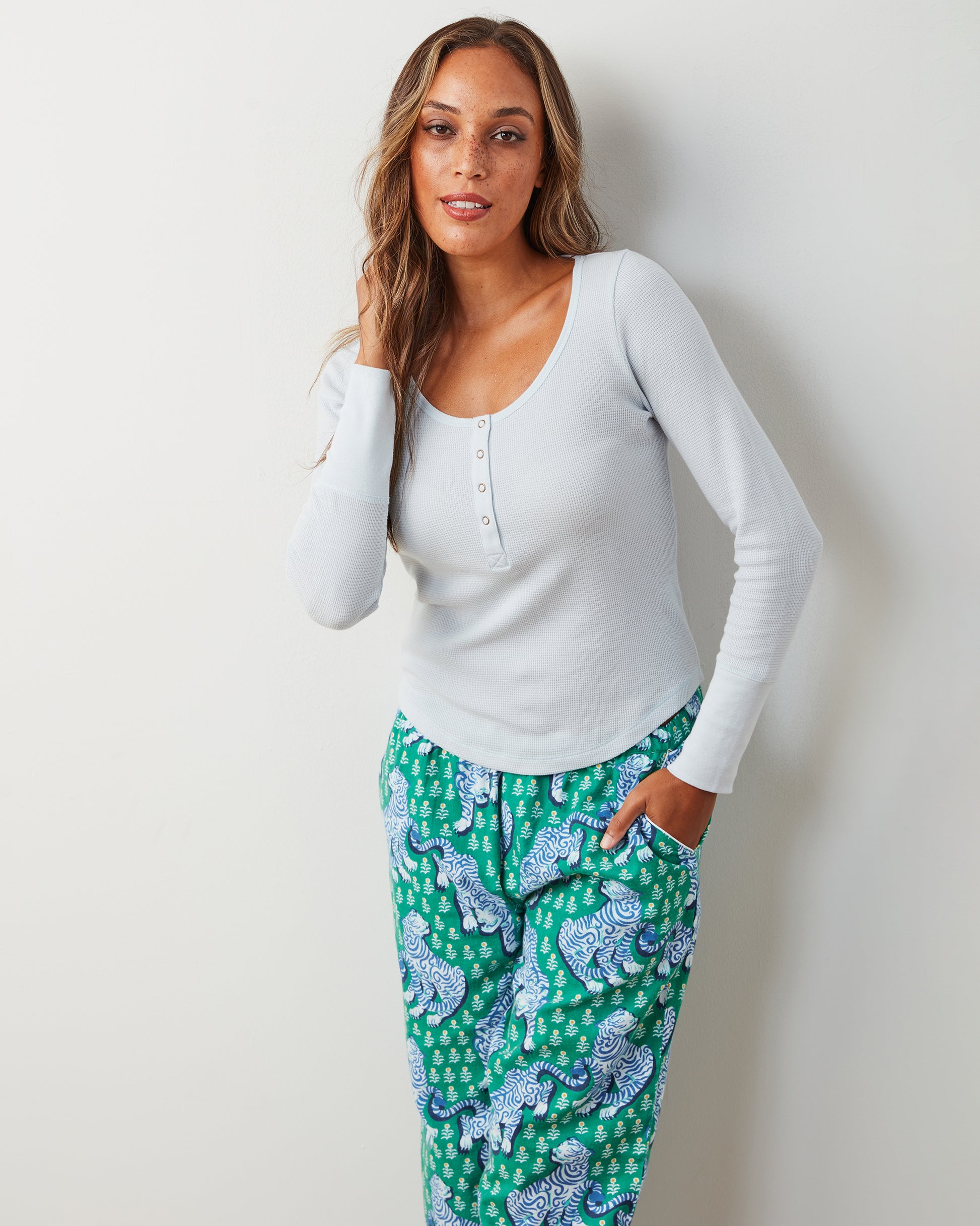 Tiger Queen - Lightweight Flannel PJ Pants - Jade - Printfresh