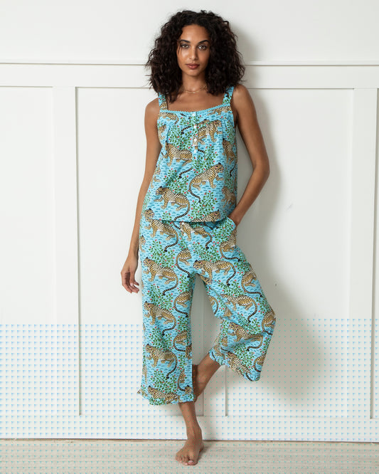 Bagheera - Back to Bed Cropped Pant Set - Something Blue - Printfresh