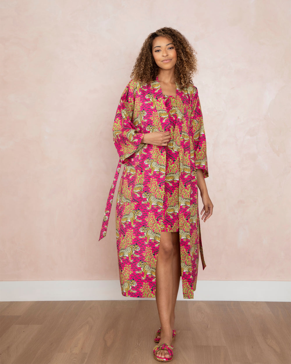 Bagheera - Robe & Cami Nightgown Set - Hot Pink - Printfresh